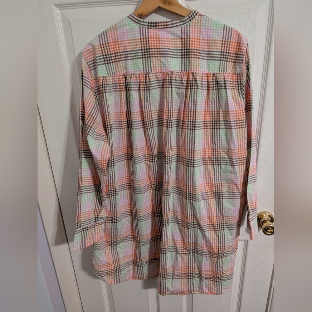Lands End Womens Tunic Top Plaid Check Plus Size 1X Shirt - Picture 2 of 5